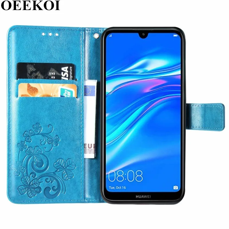 OEEKOI четырехлистный клевер PU кожаный бумажник флип чехол для huawei Nova 5/Y9 Prime 2019/P Smart