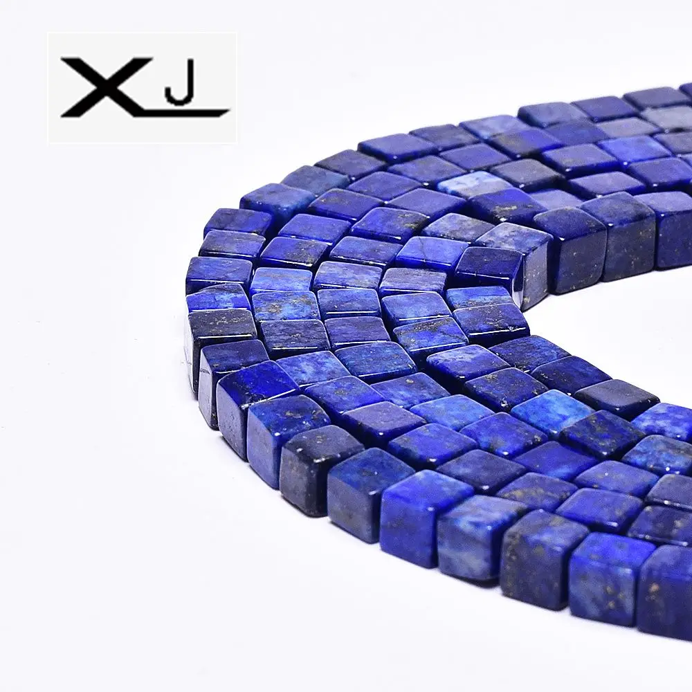 XJ натуральный Лазурит квадратный камень свободные бусины 38 см прядь 4 мм x 4 мм бусины для изготовления ювелирных изделий Подходит для Diy браслет