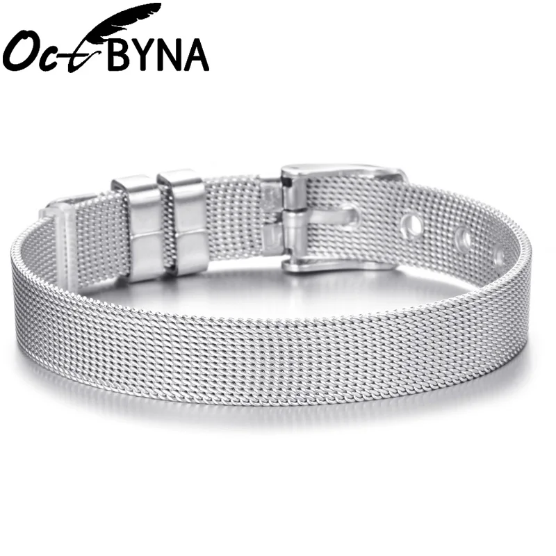 Octbyna DIY браслет из нержавеющей стали стразы сердце замок дочь сетчатый Браслет