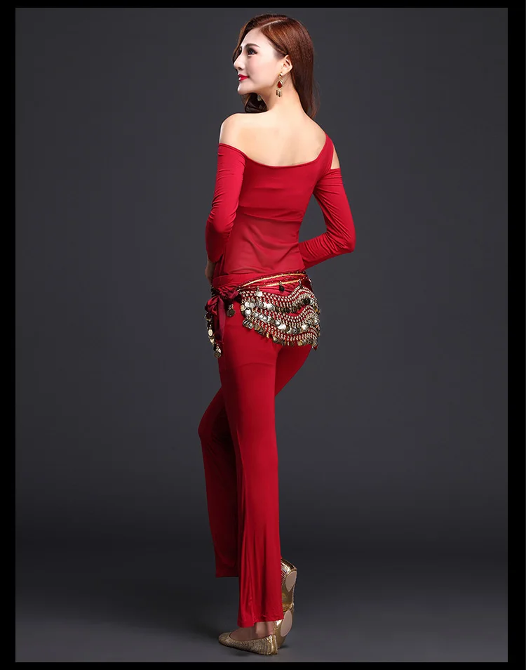 Костюм для танца живота Болливуд Bellydancing топ и брюки пояс на бедрах одежда