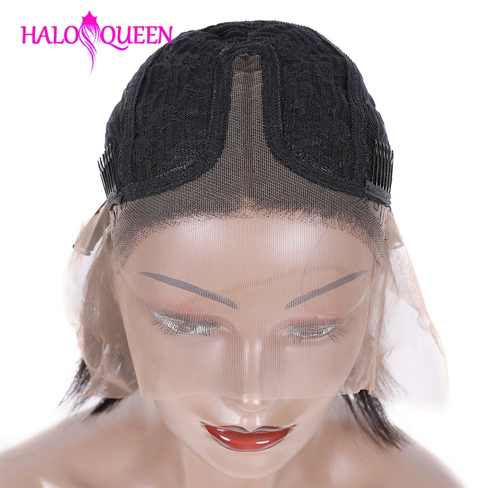 HALOQUEEN Боб кружевной парик натуральные волосы прямые бразильские короткие боб