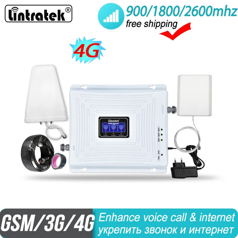 усилитель сотовой связи 2600 репитер gsm 2g 3g 4g Lintratek Tri двух Диапазонный сигнала 900 1800