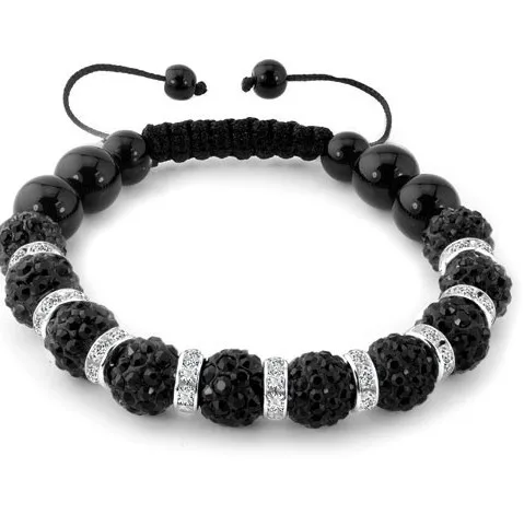 High Quality 10mm white black multicolor Micro Pave Disco bead Bracelet jewelry crystal j535 | Украшения и аксессуары