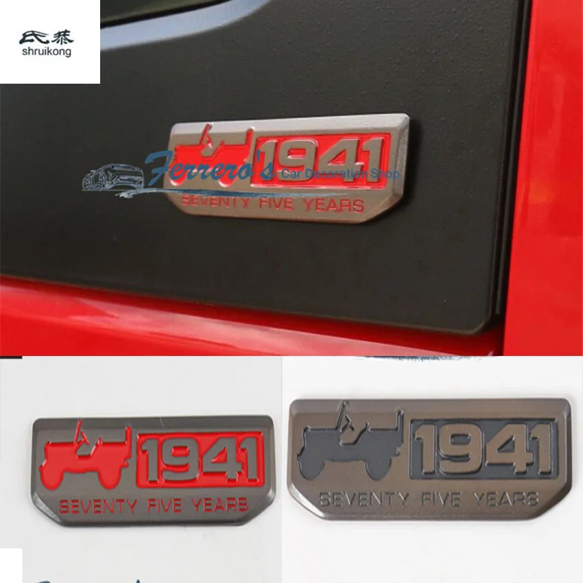 

Zinc-Alloy 1941s 75 Anniversary Car Body Sticker Suitable for Jeep Wrangler Compass Grand Cherokee Car Styling Accessories 1Pcs