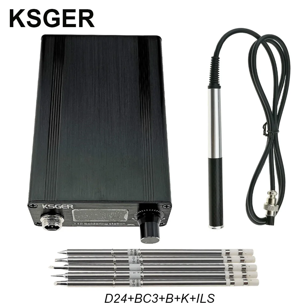 KSGER T12 паяльная станция DIY STM32 V2.1S OLED инструменты для пайки T12 железные наконечники алюминиевый сплав FX9501 ручка металлическая подставка быстрая - Цвет: Sets 5