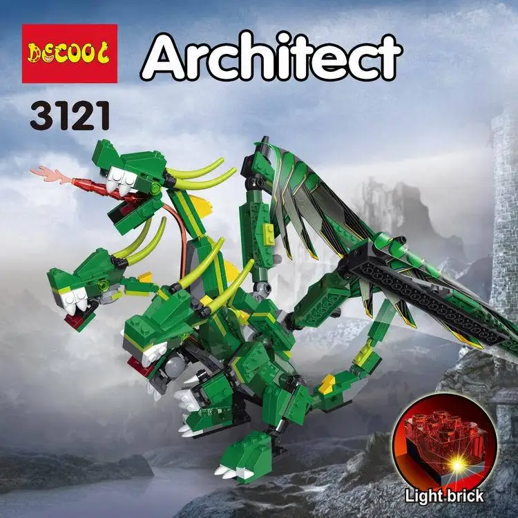 Decool 3121 598 pcs 8in1 Ninja Vert Dragon Avec La Lumiere Building Blocks set DIY Briques Jouets pour enfants Drole | Игрушки и хобби