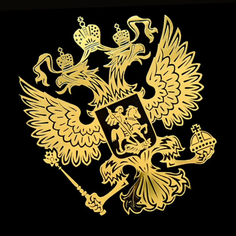 gold 3D металлический герб Россия, никелевая Металлическая Автомобильная наклейка s, эмблема орла Российской Федерации для стайлинга автомобилей, Новинка - Название цвета: gold