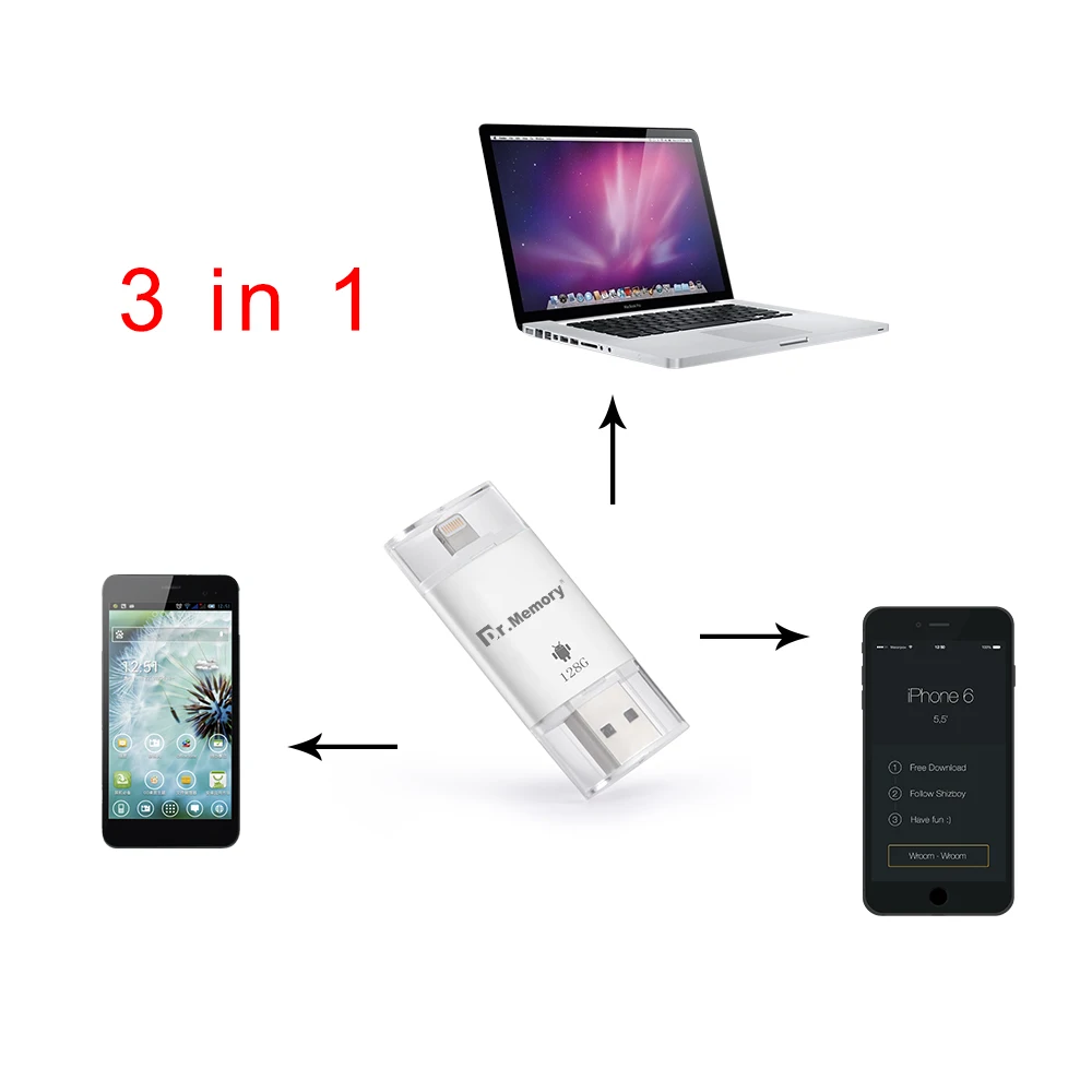 Флеш накопитель Dr.memory i flash drive OTG android USB для Apple ipad iphone 6s 7 карта памяти 16 32 64 ГБ