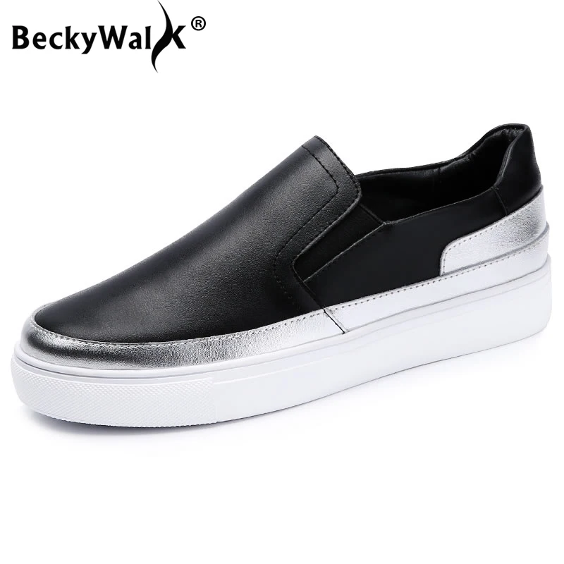 

Туфли BeckyWalk женские из натуральной кожи, лоферы, без застежки, плоская подошва, повседневная обувь на платформе, WSH2737, 2023