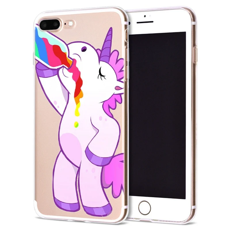 Чехол для Apple iPhone 6 6S 7 Plus X 10 милый Единорог Мягкий TPU чехол Оригинальный 8 B320 |