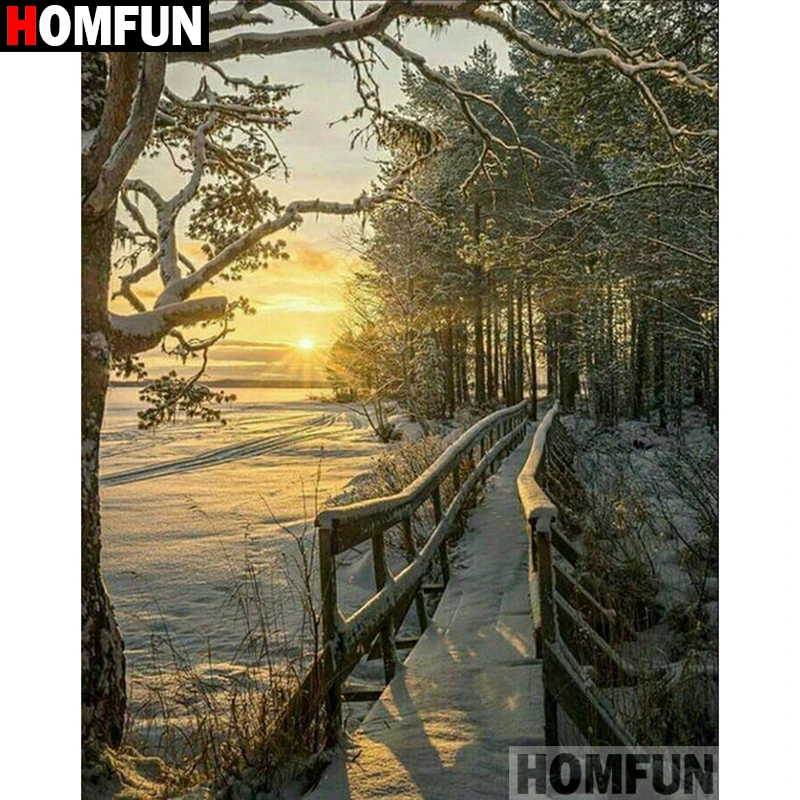 HOMFUN алмазов картина камни в форме ромба/круглые стразы мост декорации Алмазная