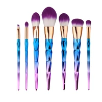 7pcs diamond rainbow rose gold professional foundation powder eye shadow blush brush makeup cosmetic brushes tool kit set