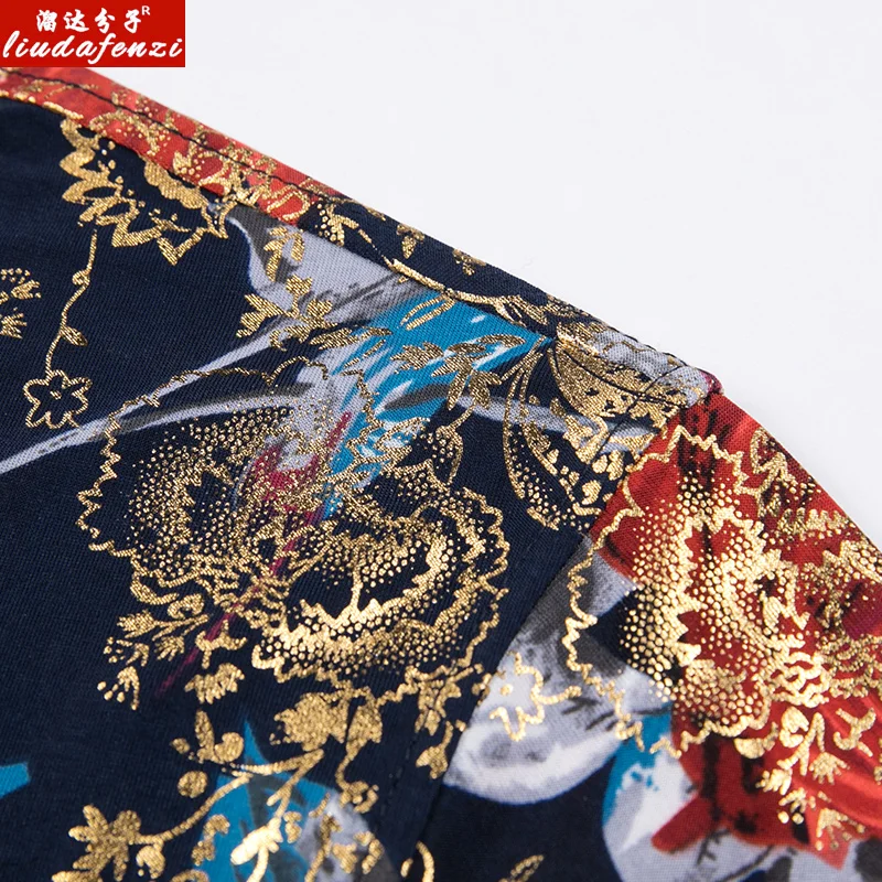 Summer Men's Leisure Individuality Printed Brilliant Coloured Short-sleeved Shirts Large-size Colored Trend | Мужская одежда