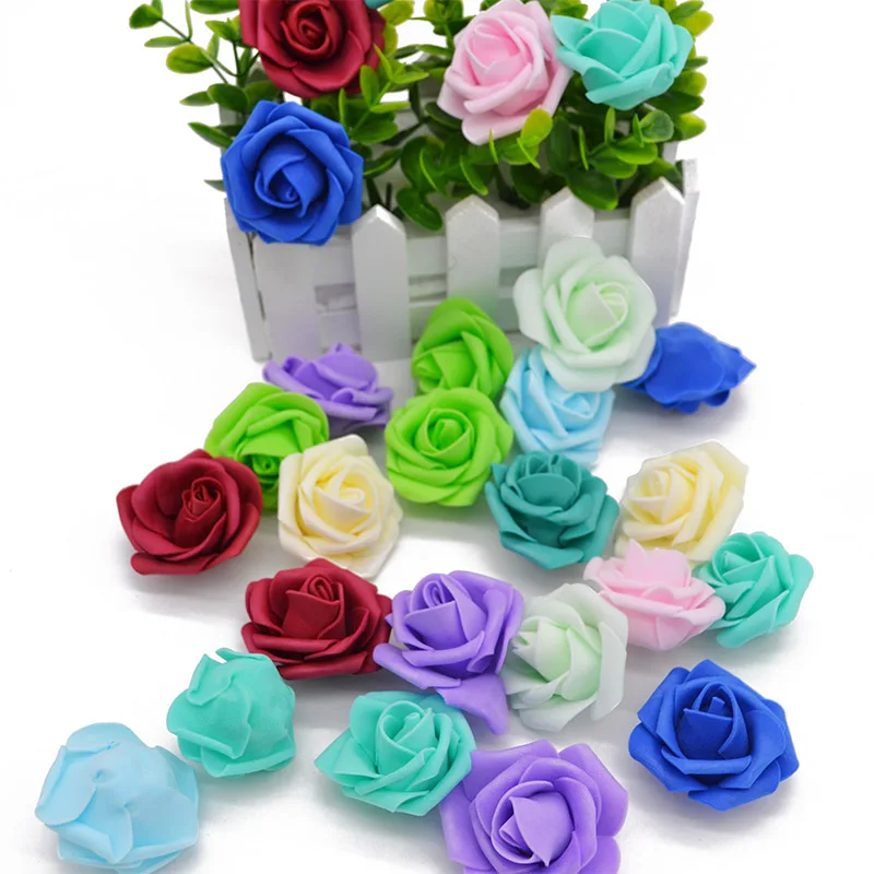 

20pcs 4cm Multicolor Artificial Crimping PE Foam rose head Use For Wedding Decoration Decorative Wreaths Craft Gift Supplies