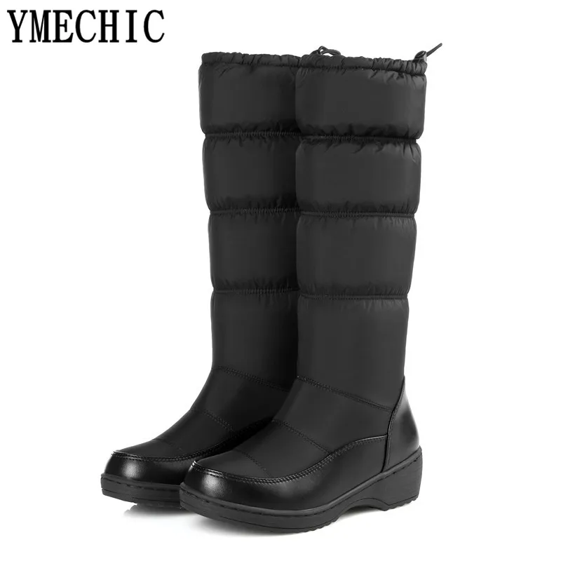 YMECHIC/белые черные синие зимние сапоги больших размеров теплые женские высокие до