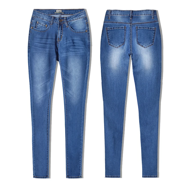 Low Waist Bleached Washed Skinny Jeans Women Fashion Push Up Vintage Moustache Effect Pencil Pants Femme Blue Plus Size Trousers |