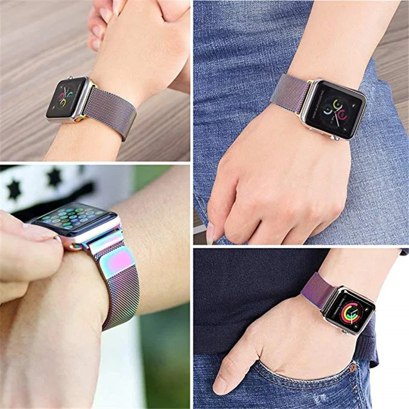 Milanese Loop strap For Apple Watch series 4 3 2 1 Stainless Steel band Magnetic belt Bracelet for iwatch 38mm 40mm 42 mm 44mm | Наручные