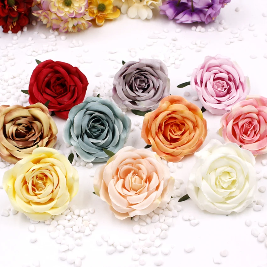 

High Grade Flower Head Silk Rose DIY Scrapbooking Decorative Flower Heads For Home Garden Wedding Birthday Party Decor Supplies