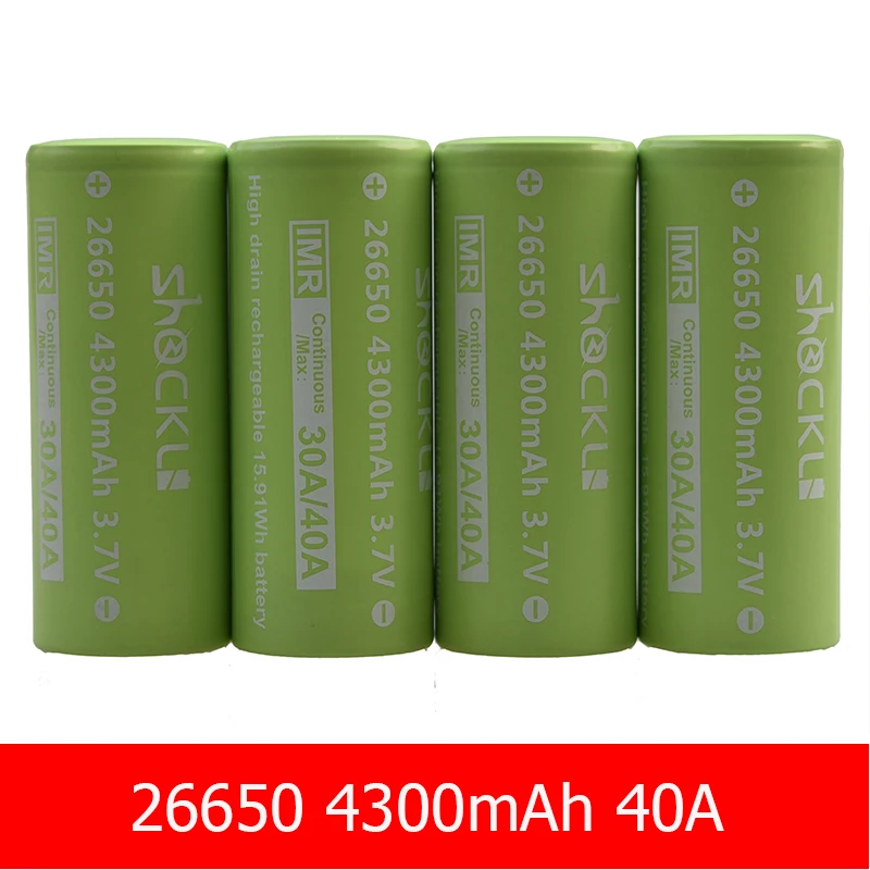 Аккумулятор Shock li 26650 мАч 4300 в литий-ионная аккумуляторная батарея 30 А/40 А IMR