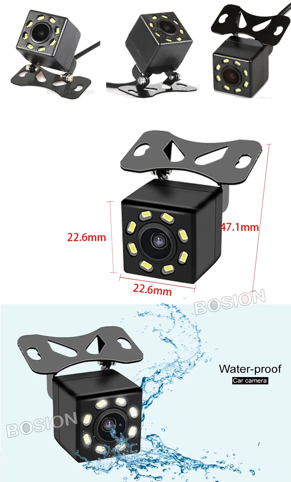 180 Angle Car Rear View Camera HD Night Vision Reverse Camera IP67 DC 12V Universal Autoradio Vehicle Parking Camera