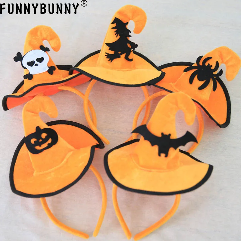 FUNNYBUNNY Тыква обруч для волос футболка с изображением черепа и застежка оранжевая