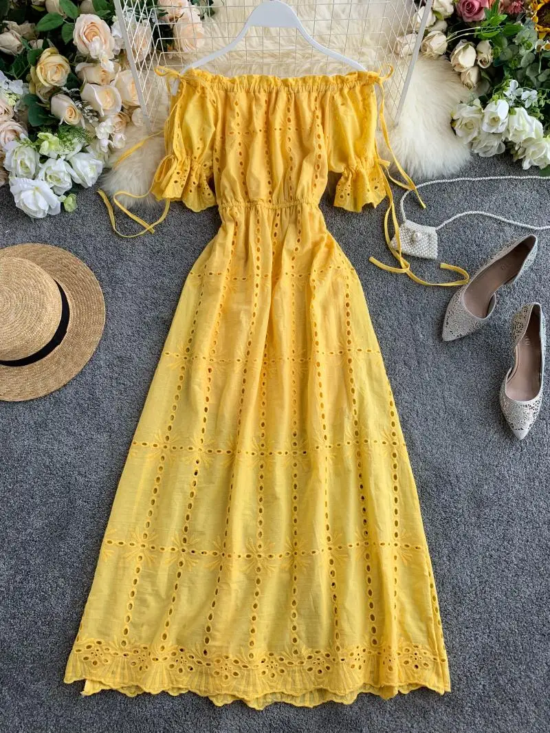 2019 new fashion women's dresses slash neck short-sleeved dress | Женская одежда
