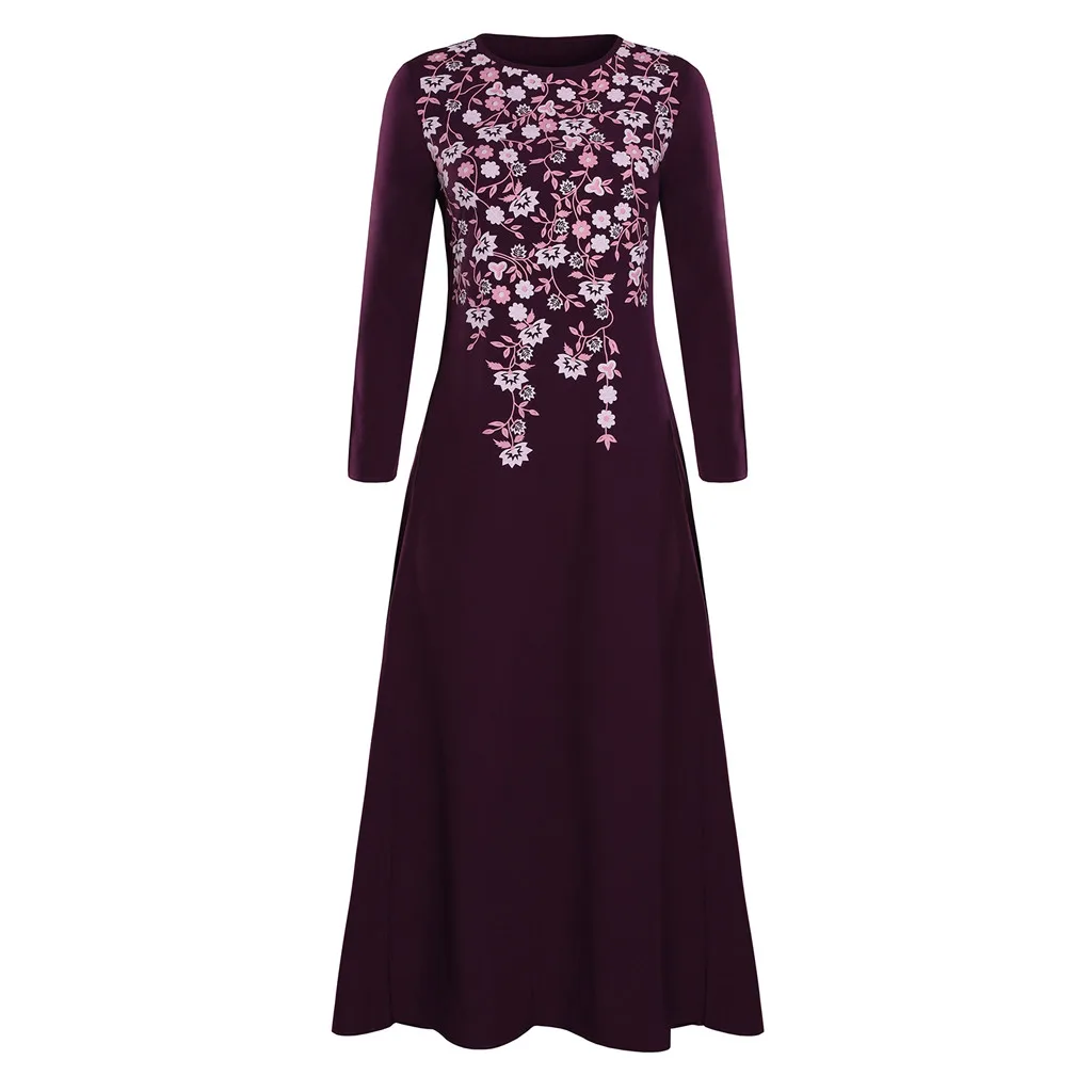 PP Мусульманское абайя платье макси платье Ближний Восток Рамадан Арабская Исламская одежда цветочный принт Винтаж кафтан исламские макси платья T717 - Цвет: PP