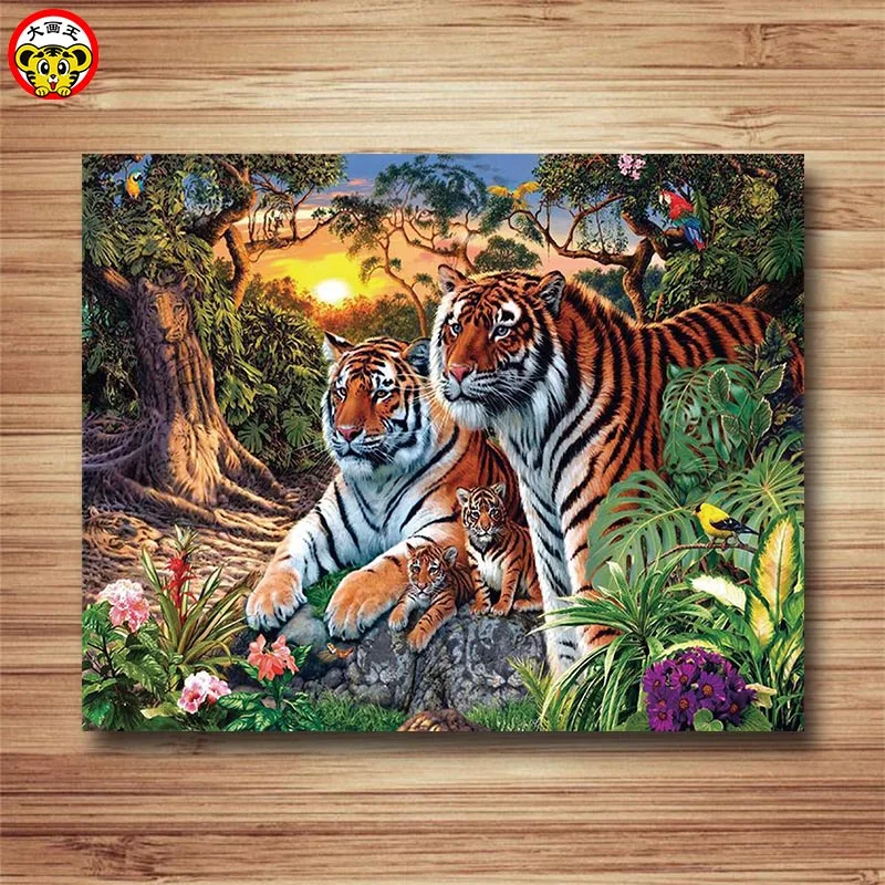 Зверь Тигр leopard Cat Животные Аватар DIY Цифровая живопись маслом home decor wall art