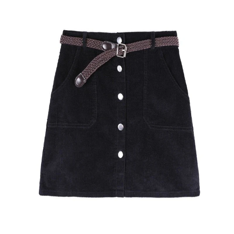 UPPIN вельветовые повседневные тонкие женские юбки-карандаш с пуговицами и