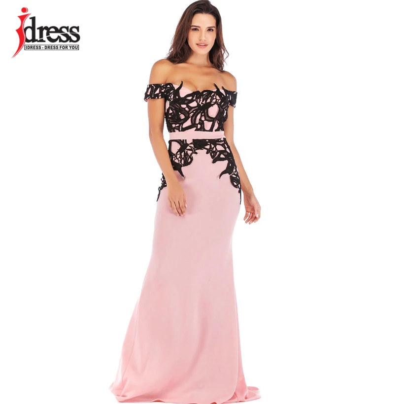 Сексуальное платье IDress женские длинные платья элегантное розовое черное