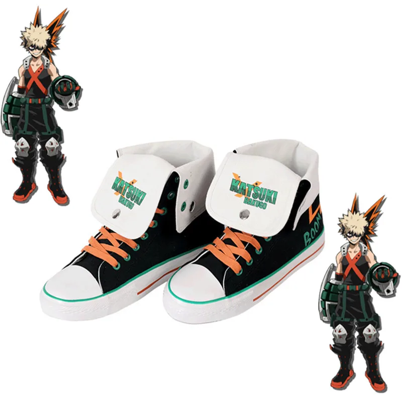 Обувь для косплея аниме My Hero academic Bakugou Katsuki обувь Midoriya Izuku парусиновая Высокие Топы