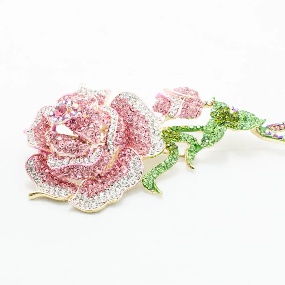 Красивый горный хрусталь ювелирные изделия Роза бутон розовый Украшенные