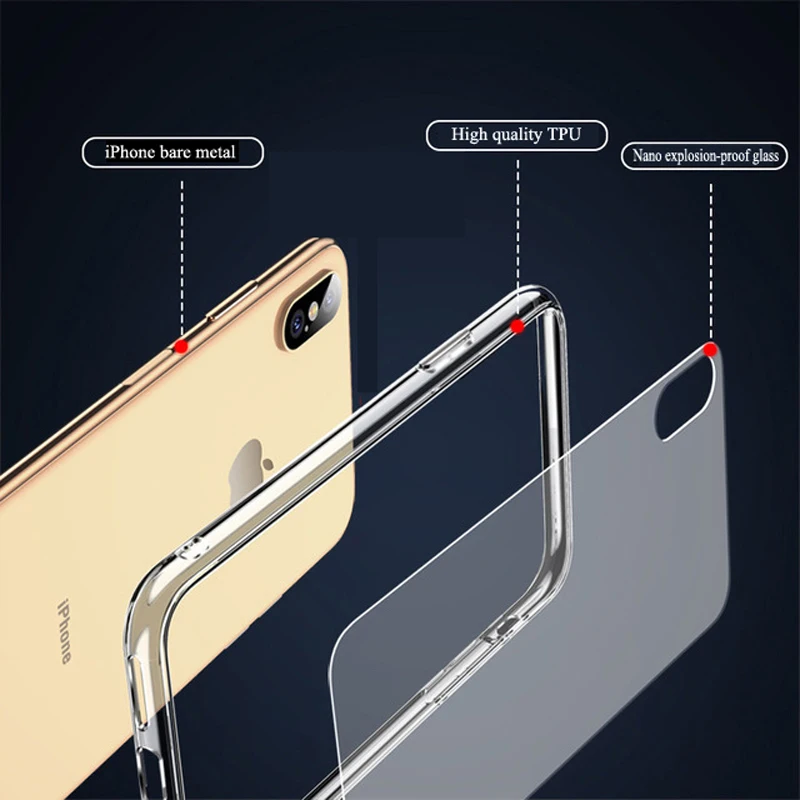 Креативный iPhone XS прозрачный стеклянный чехол Apple XSmax мобильный телефон 6/7/8plus/XR