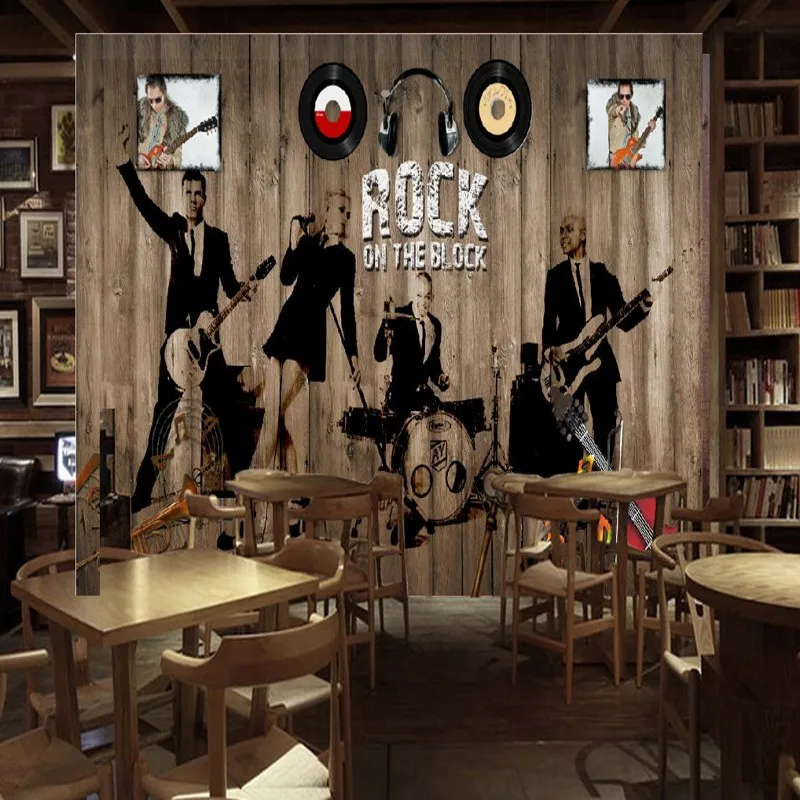 Пользовательские 3d обои ретро ностальгия любовь деревянные горки рок группа