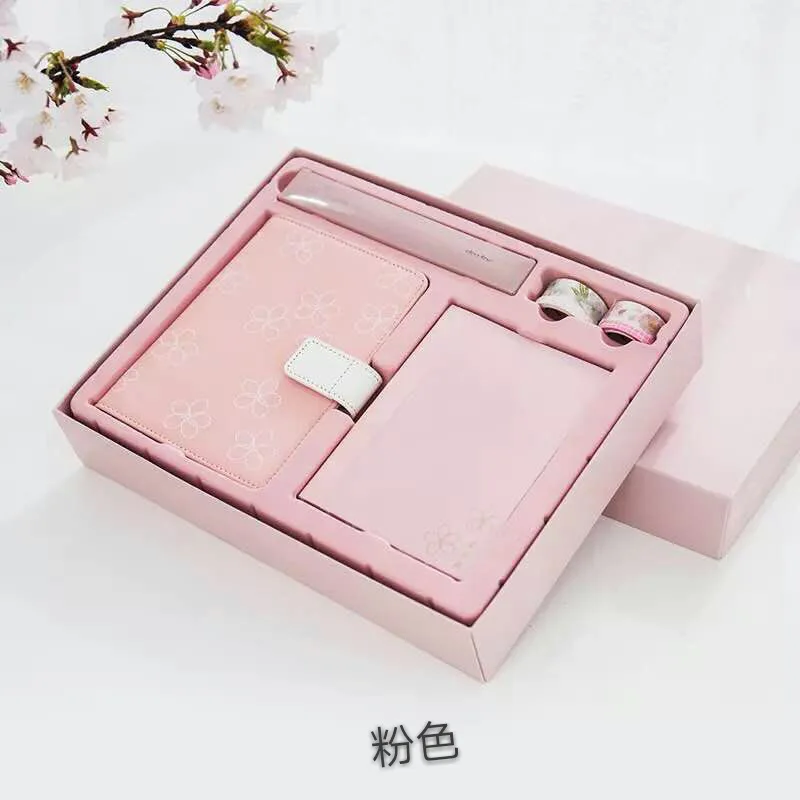 Sakura серии Hardcover ежемесячный планер подарочный набор Премиум молочный ноутбук из