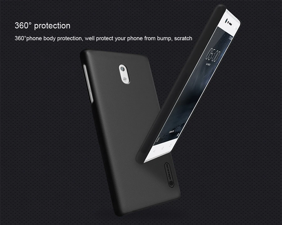 50 pcs NILLKIN Super Frosted Shield matte hard back cover+screen protector Mobile phone case For Nokia 3 |
