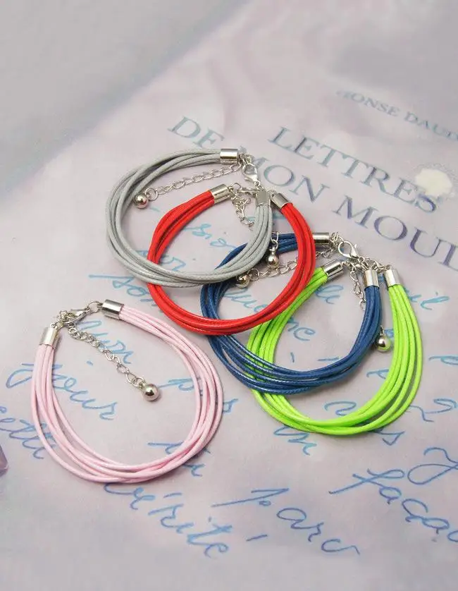 Многожильные корейские браслеты из хлопка с воском латунными концами шнура