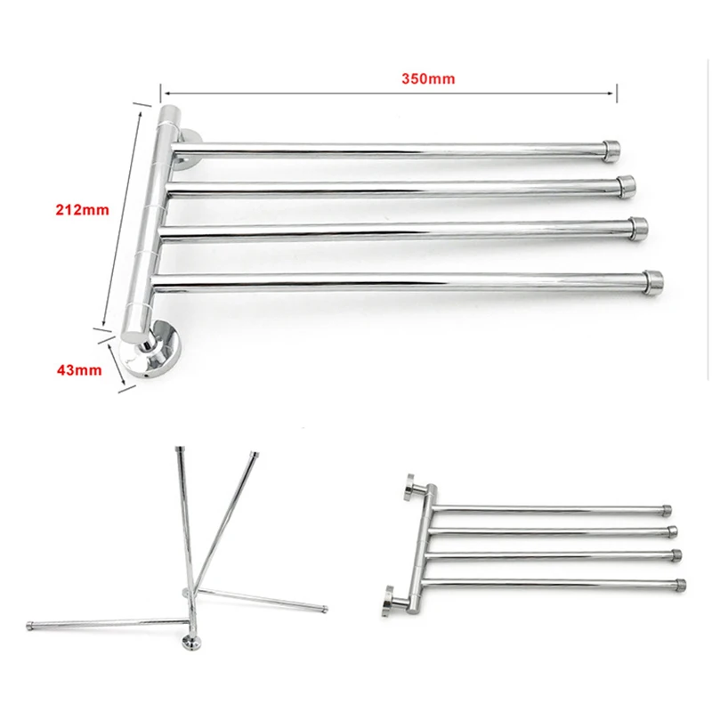 Stainless Steel Towel Bar Rotating Rack Bathroom Kitchen Wall-mounted Polished Holder Hardware Accessory | Обустройство дома