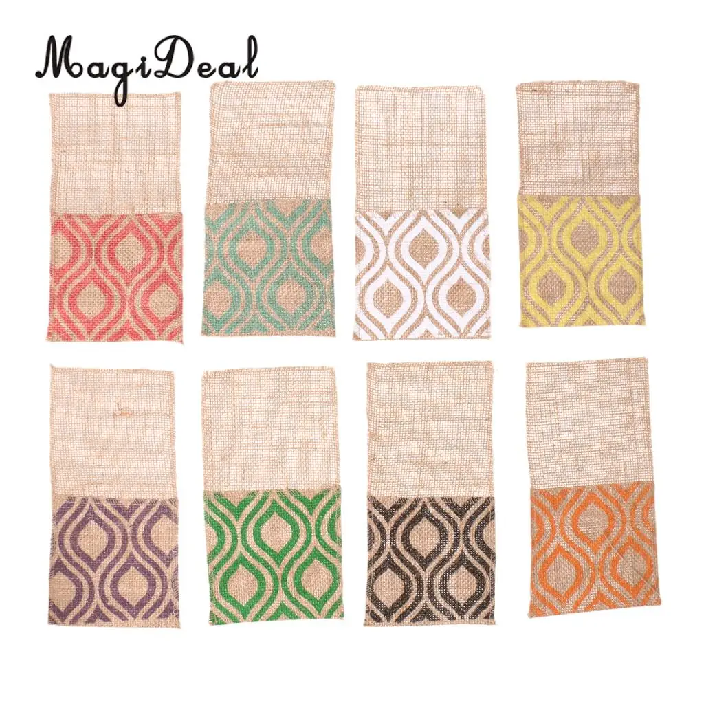 8 шт потертая шикарная разноцветная Мешковина Рождественская сумка для посуды