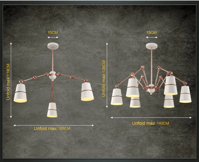 Современный гибкий подвесной светильник-паук 3/6/8/10/15 Железная Складная Подвесная
