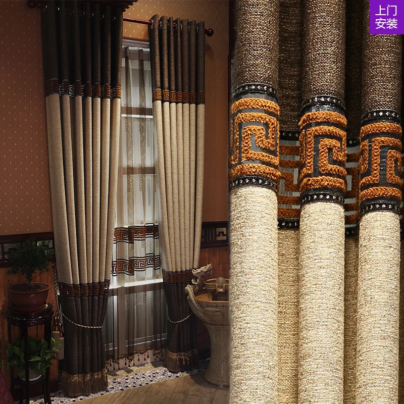 Гостиная занавес простой современный китайский лен пользовательские спальня