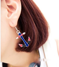 Горячая Распродажа Новое поступление модные серьги с красным якорем E622|earrings
