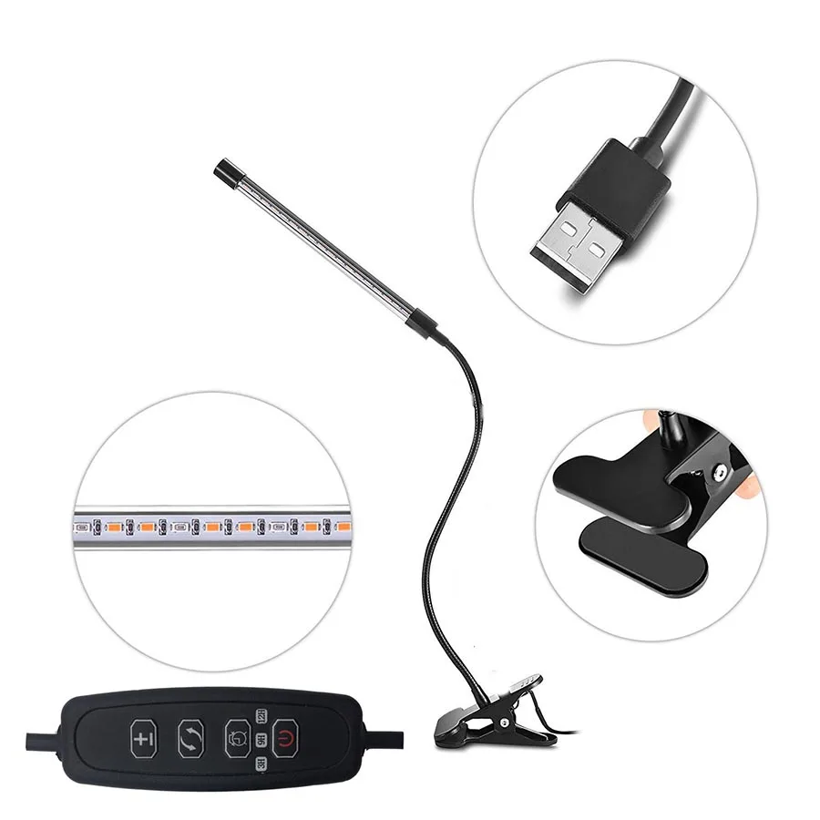 Полный спектр Светодиодная лампа для выращивания растений USB одна трубка