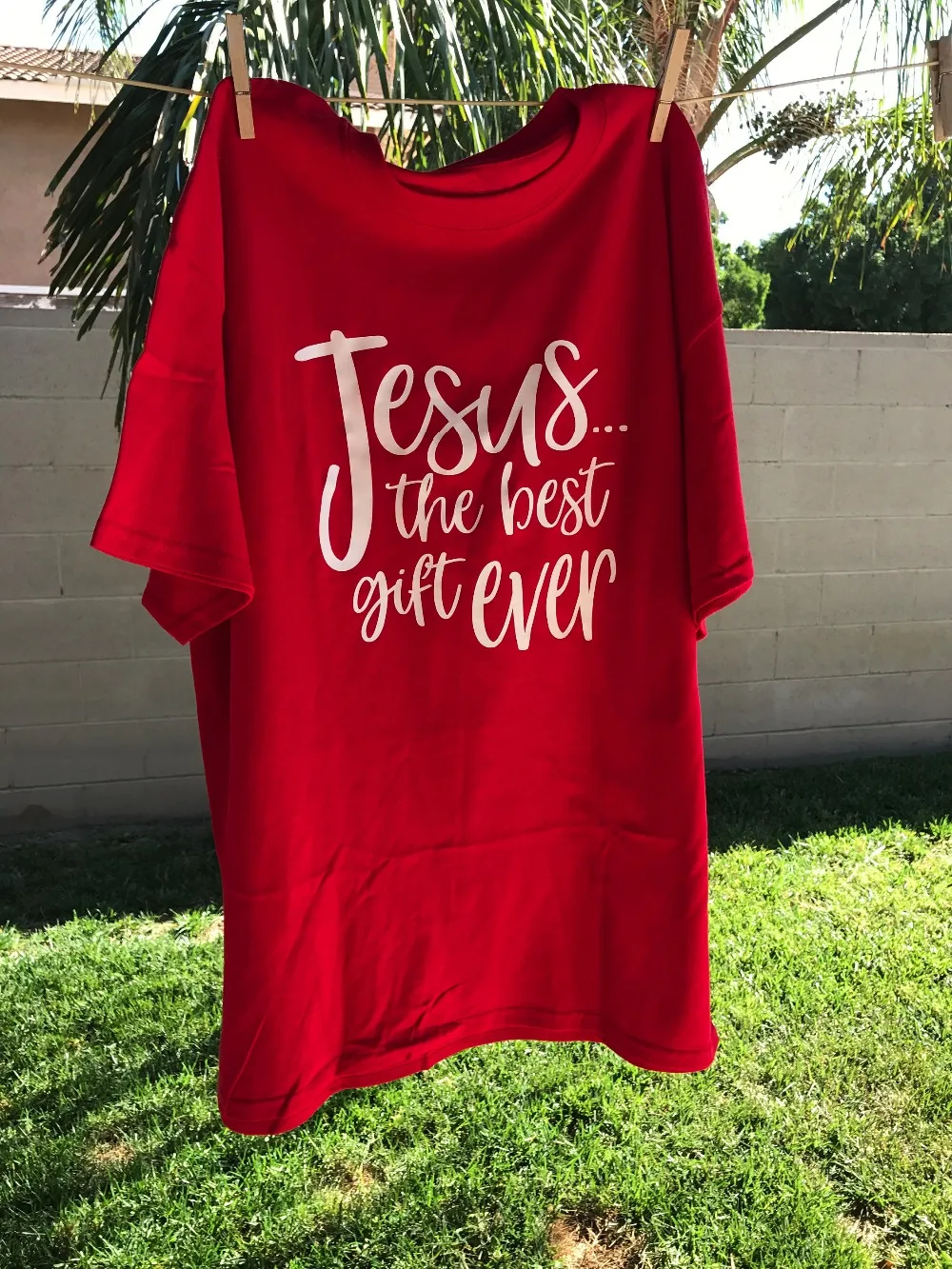 

Jesus the best gift ever Christmas Holiday gift Spiritual Christian Shirt red women fashion slogan cotton casual t-shirt tee top