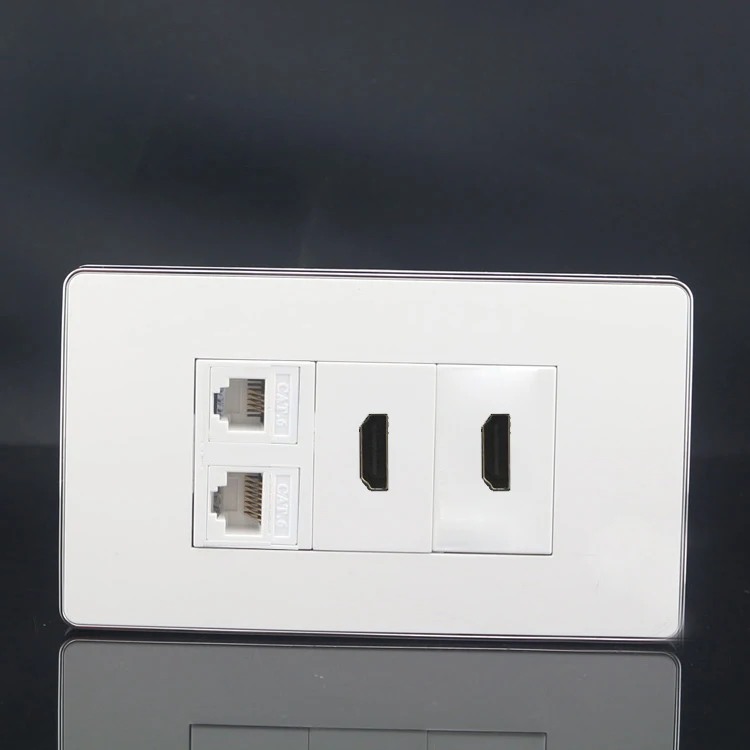 

Настенная панель 120 мм, 2 порта HDMI + 2 порта RJ45 Cat6, сетевая панель, лицевая панель, переходник