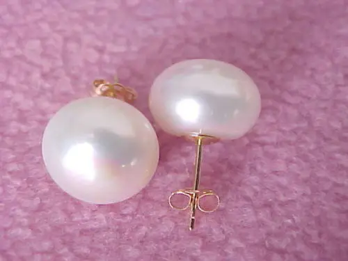 Серьги-Пусеты Из Натурального белого жемчуга 10-11 мм 14 K/20 бесплатная доставка опт |