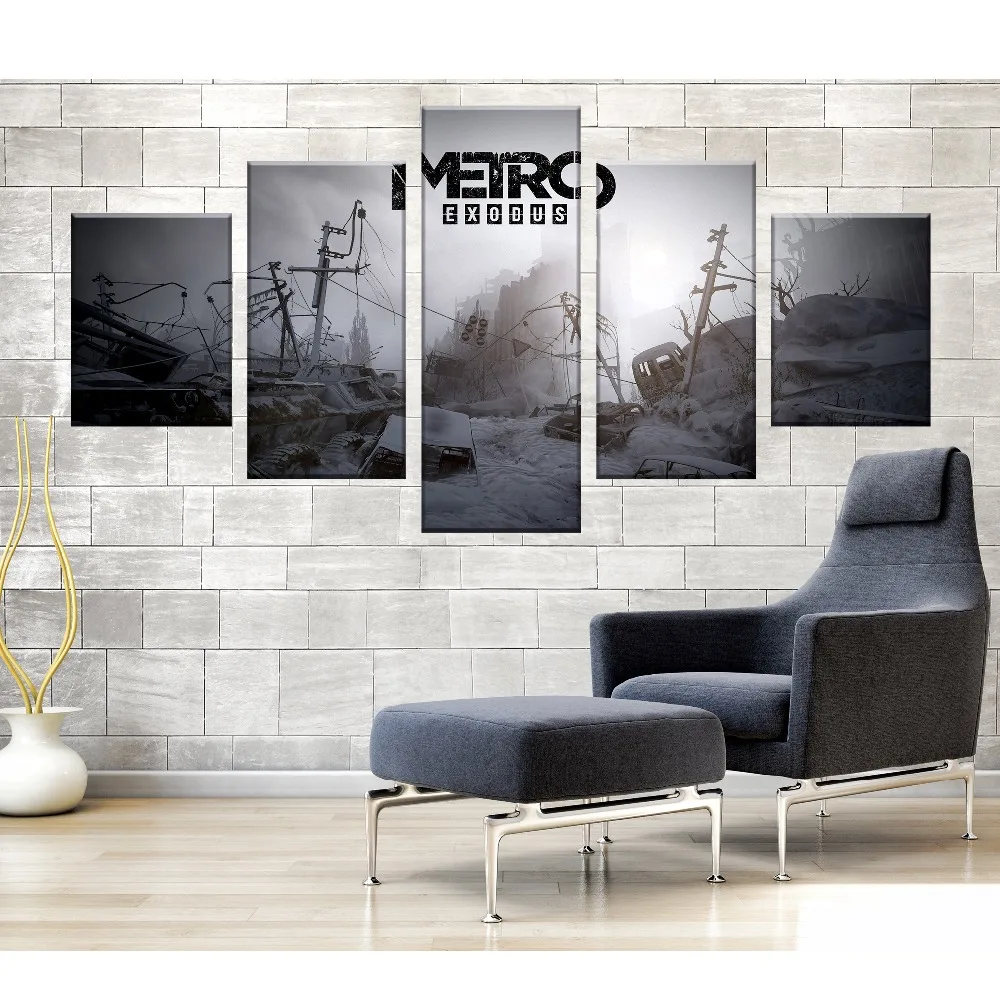 

Wall Art Game Poster 5 Pieces Metro Exodus Poster Printed Canvas Painting Pictures Modern Painting On Canvas Decoration Frame