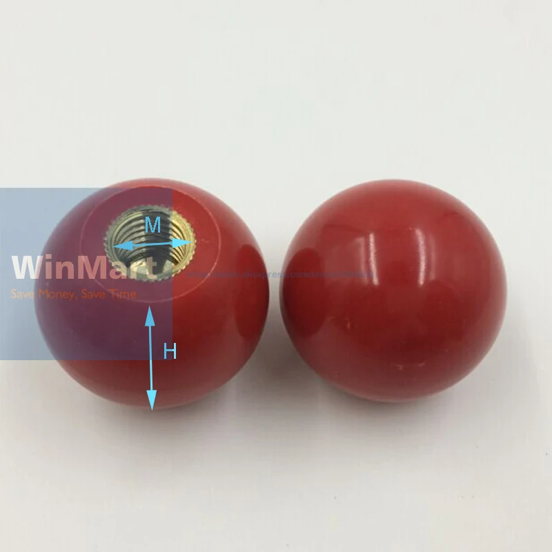 Free Shipping 2PCS M5 Female 20mm Dia Solid Red Copper core Plastic Ball Lever Knobs for Machine Tools | Инструменты