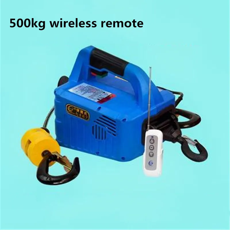 wireless remote 500 кг переносная Электрическая Лебедка ручная лебедка Тяговый блок Электрический Стальной Трос подъемный подъемник буксировочный трос - Цвет: wireless remote