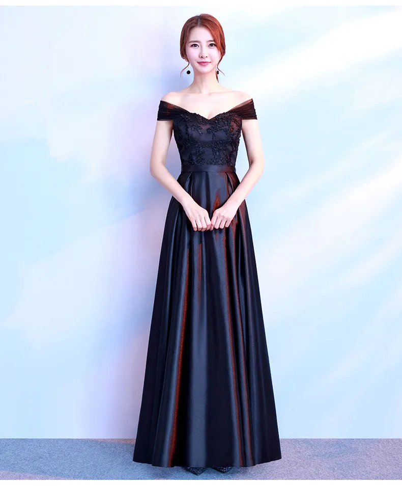 Vestido De Noiva/Новинка черные платья подружки невесты длинное атласное кружевное